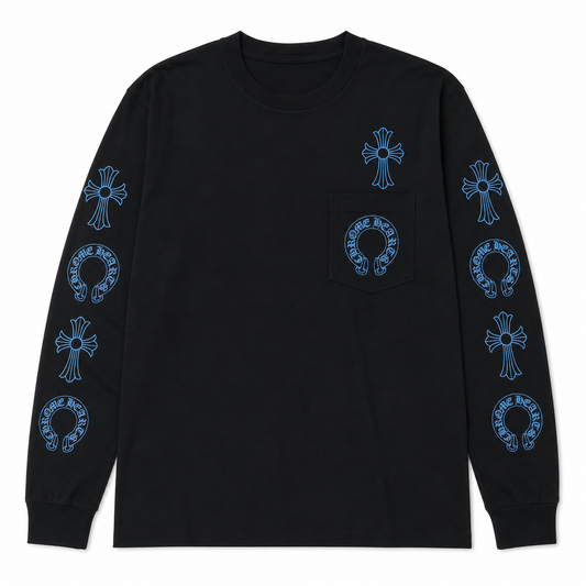 Black Blue Multi Cross Longsleeve front