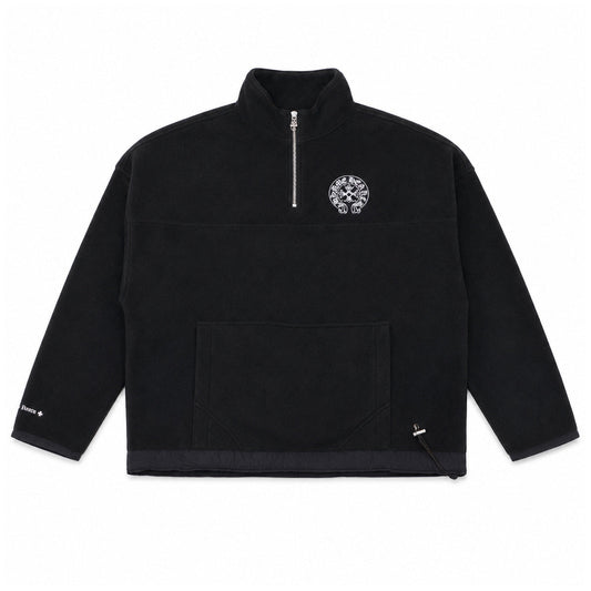 BLACK HORSESHOE HALF ZIP FLEECE — front view