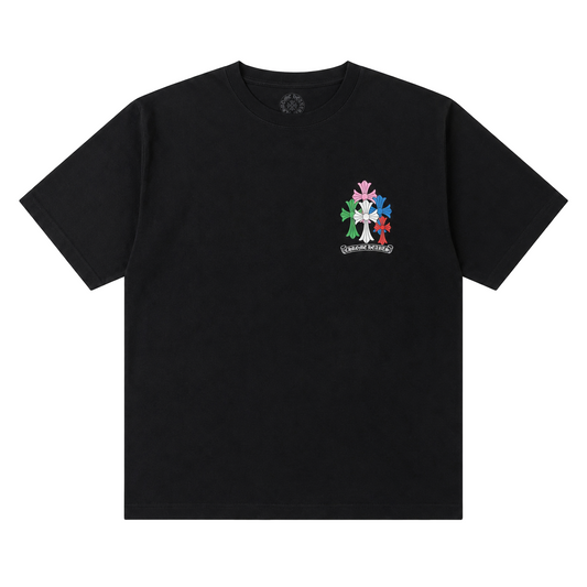 BLACK MULTICOLOR CROSS TEE front