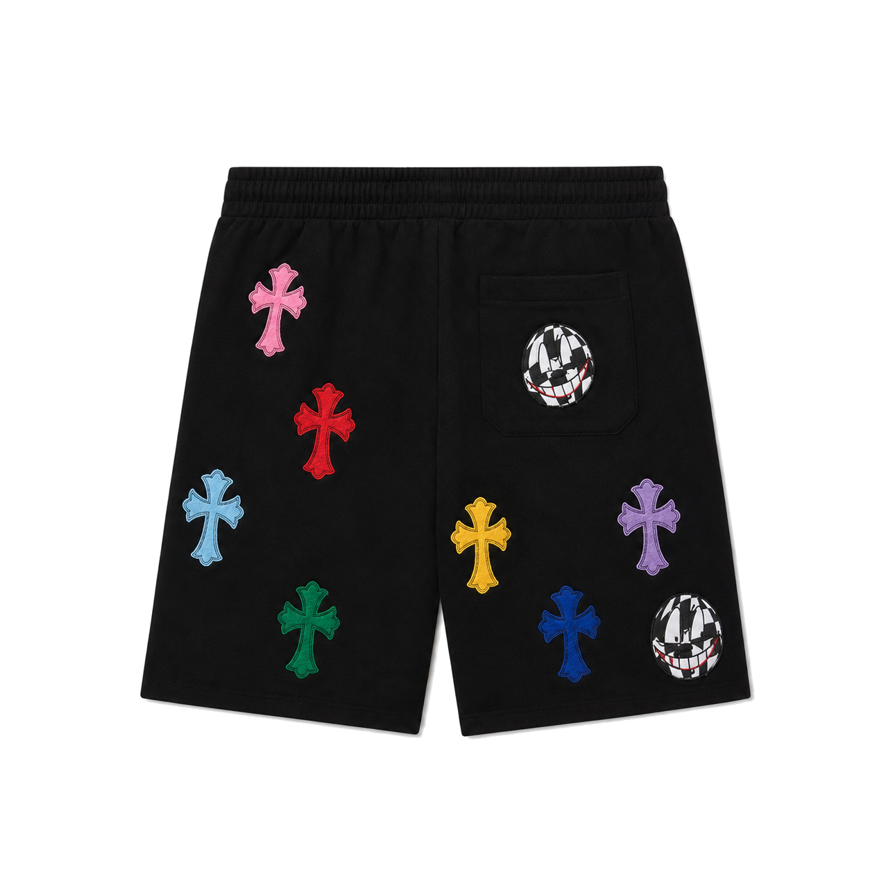 BLACK PAPER JAM CROSS PATCH SHORTS back