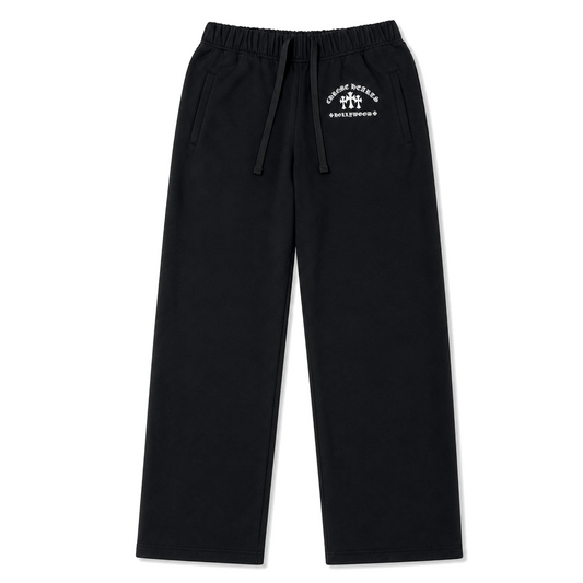 BLACK TRIPLE CROSS HOLLYWOOD SWEATPANTS front