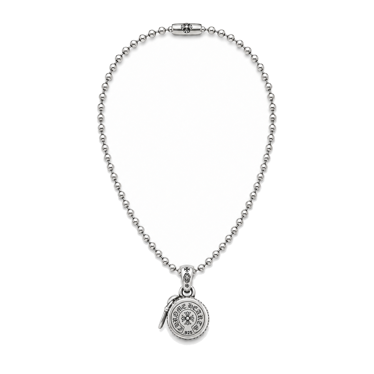 SILVER CROSS BALL ZIPPER PENDANT CHAIN back