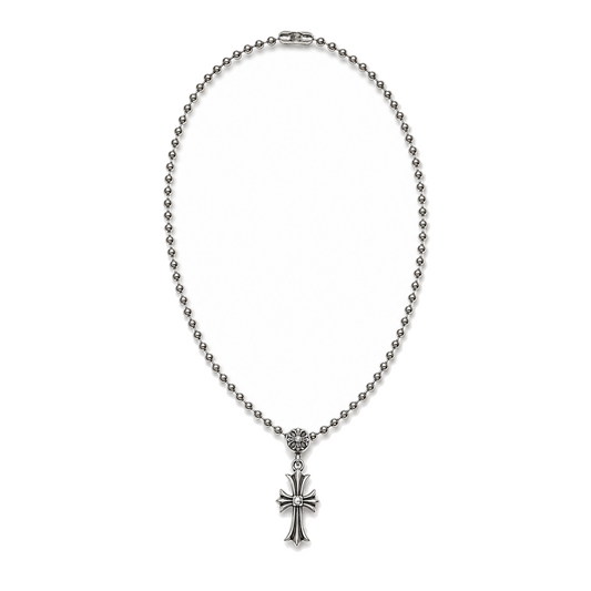 SILVER TINY CH CROSS BALL CHAIN front