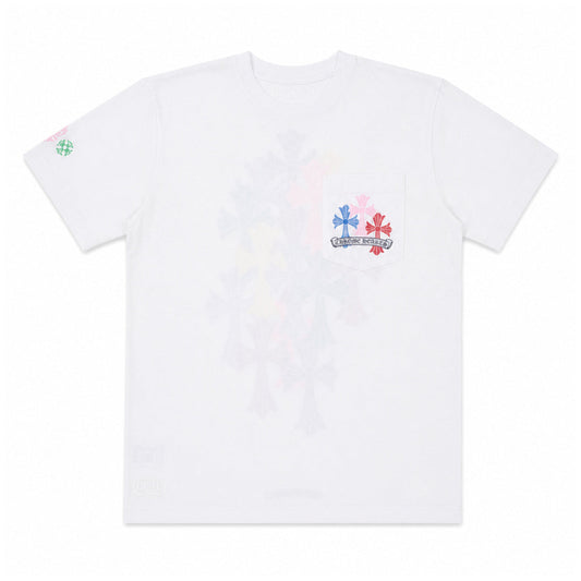 WHITE MULTICOLOR CROSS CEMETERY TEE — front view