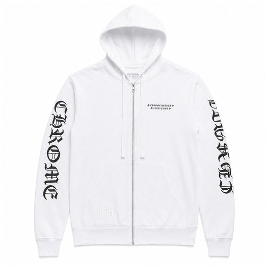 WHITE PLUS CROSS ALL OVER ZIPUP — front view